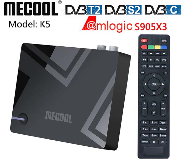 Гибридная ТВ приставка на Android_Mecool K5DVB-S2 DVB-T2 DVB-C