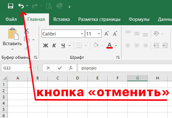 Кнопка Отменить в программе Excel